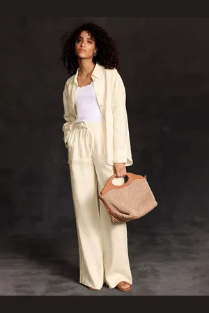 mint&berry Linen Drawstring Wide Leg Trousers