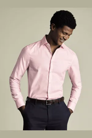 Charles Tyrwhitt Cotton Blend Slim Fit Check Cutaway Collar Shirt