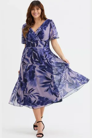 Scarlett & Jo Victoria Floral Leaf Angel Sleeve Midi Dress