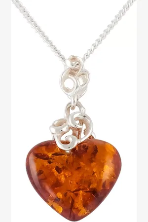 Be-Jewelled Amber Heart Pendant Necklace