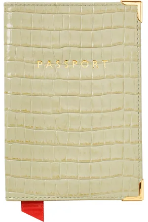 ASPINAL OF LONDON Croc Effect Leather Passport Cover
