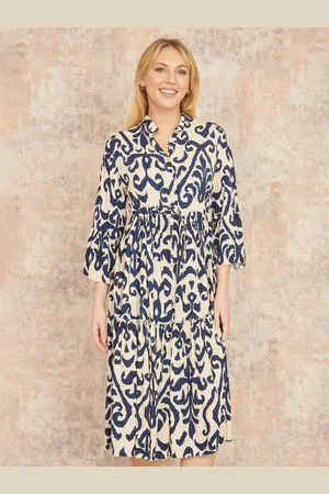Yumi Block Print Kaftan Dress