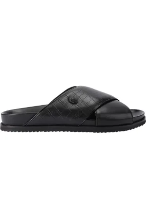 Kurt Geiger Baron Leather Croc Embossed Footbed Sandals