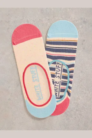 White Stuff Stripe No-Show Socks, Pack of 2