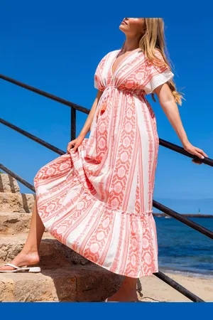 South Beach Jacquard V-Neck Maxi Dress