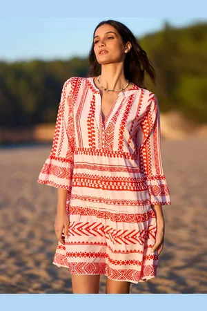 Yumi Geometric Stripe Tunic Dress