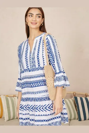 Yumi Geometric Stripe Tunic Dress