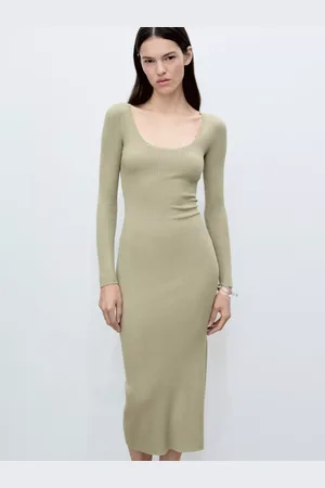 MANGO Bamboleo Fitted Cable Knit Midi Dress