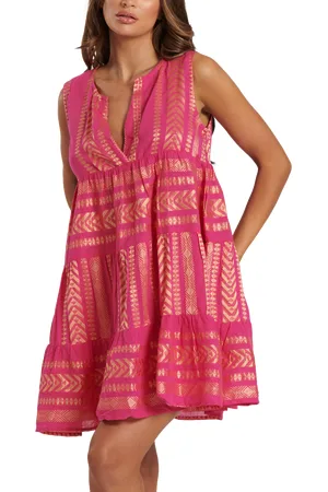 South Beach Jacquard Sleeveless Tiered Mini Dress