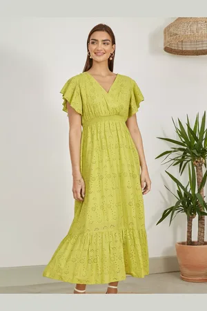Yumi Broderie Anglaise Wrap Midi Dress