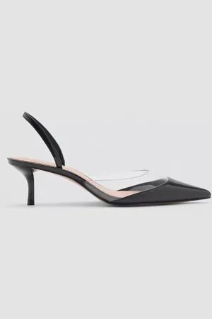 MANGO Bisou Transparent Trim Pointed Slingback Courts