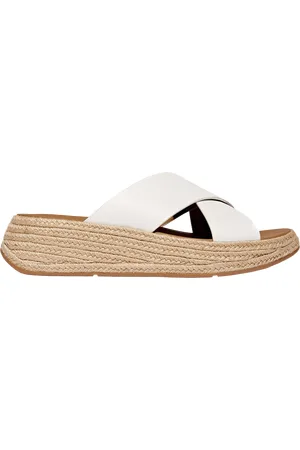 FitFlop F-Mode Espadrille Leather Flatform Cross Sliders