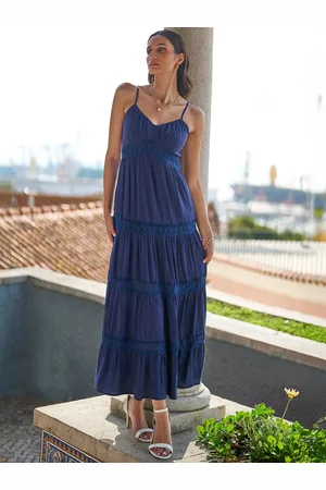 Yumi Lace Tiered Strappy Maxi Dress