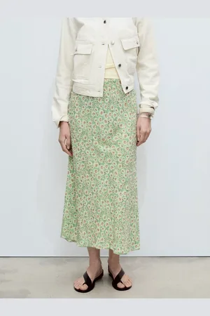 MANGO Belle Floral Elasticated Waist Midi Skirt