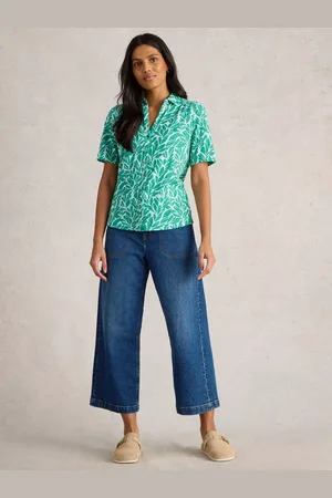 White Stuff Cotton Leaf Print Shirt