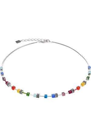 COEUR DE LION GeoCUBE® Lite Mini Necklace, Rainbow/Silver