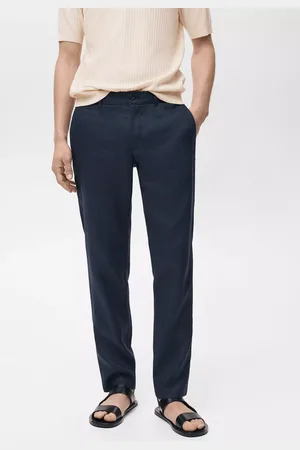 MANGO Oyster Linen Slim Trousers