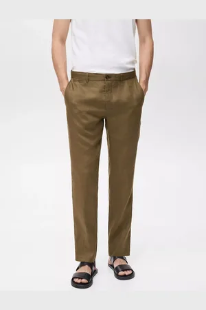 MANGO Oyster Linen Slim Trousers