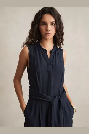 Reiss Petite Raven Sleeveless Wide Leg Jumpsuit