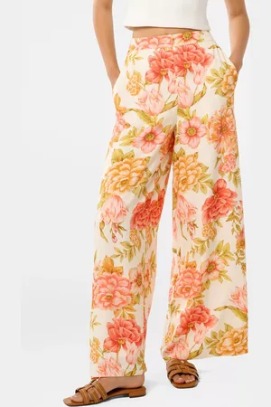 Forever New Ingrid Wide Mid Leg Floral Viscose Trousers