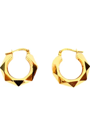 L & T Heirlooms Pre-Loved 9ct Yellow Diamond Pattern Creole Hoop Earrings