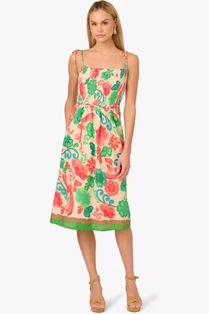 Adrianna Papell Adrianna by Smock Floral Print Cotton Sundress