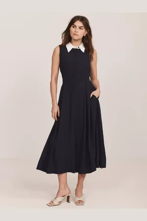 mint&berry Contrast Collar Midi Dress