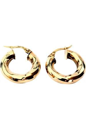 L & T Heirlooms Pre-Loved 9ct Yellow Diamond Cut Chunky Hoop Earrings