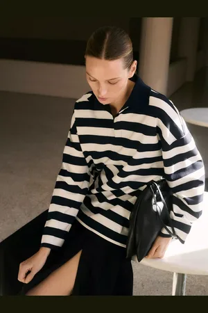MANGO Lesca Stripe Polo Sweatshirt