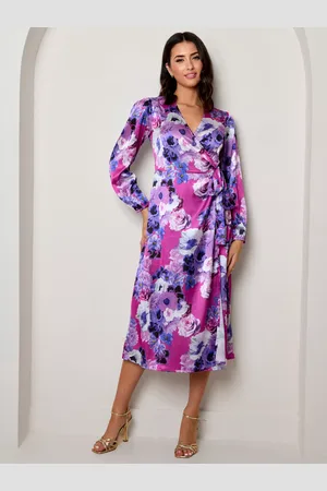 Chi Chi London Floral Wrap Midi Dress