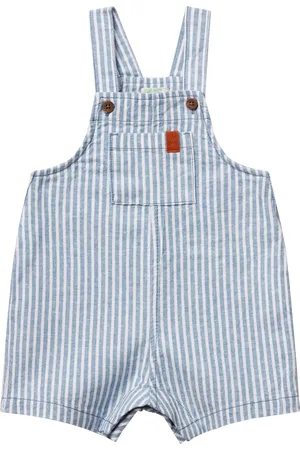 Benetton Baby Stripe Linen Blend Dungarees