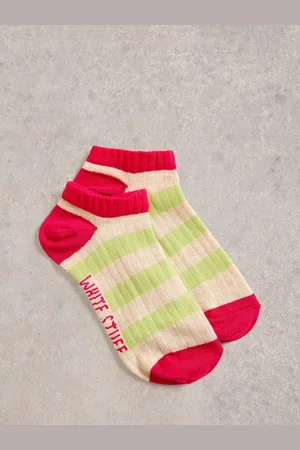 White Stuff Striped Cotton Blend Trainer Socks