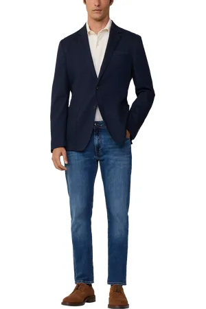 Hackett Garment-Dyed Stretch Cotton Piqué Textured Blazer, Green