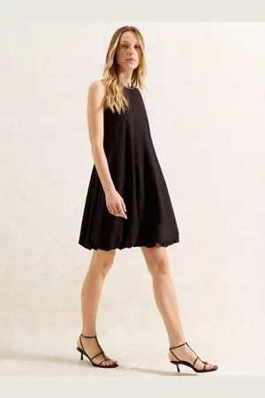 Ro&Zo Puff Hem Linen Rich Mini Dress