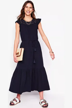 Boden Juliet Cotton Broderie Tie Waist Midi Dress