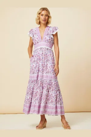 ASPIGA Pippa Floral Block Print Cotton Midi Dress