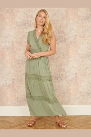 Yumi Lace Trim Wrap Maxi Dress