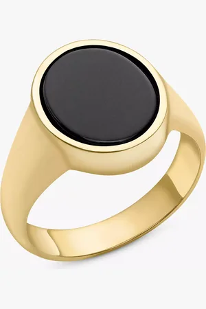 IBB 9ct Gold Onyx Oval Signet Ring, Gold