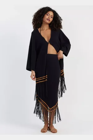 Chinti & Parker X Laura Whitmore Cotton Beaded Fringe Kaftan