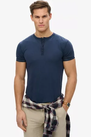 Superdry Slub Cotton Short Sleeve Jersey Grandad Top, Optic