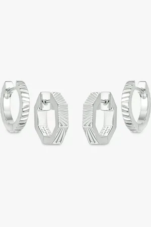 Daisy London Textured Huggie Hoop Earrings, Pack of 2 Pairs, Gold