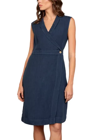 CELTIC & CO. Sleeveless Pure Linen Wrap Dress