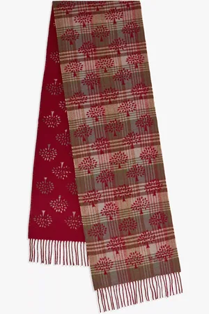 MULBERRY Heritage Check & Tree Merino Wool Scarf