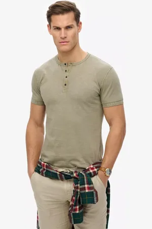 Superdry Slub Cotton Short Sleeve Jersey Grandad Top, Optic