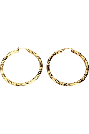 L & T Heirlooms Pre-Loved 9ct Yellow Large Twisted Hoop Earrings Dated Circa 1997