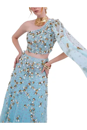 RAISHMA Inaya Floral Sequins One Shoulder Gown
