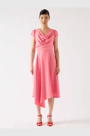 L.K. Bennett Moon Cap Sleeve Draped Midi Dress