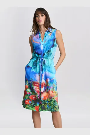 Gina Bacconi Everly Poppy Print Shirt Dress