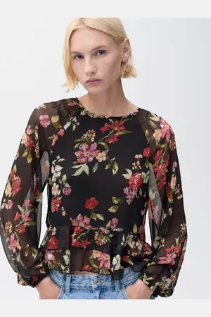 MANGO Savage Floral Layered Hem Blouse