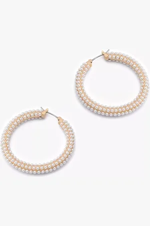 AllSaints Pearl Hoop Earrings, Gold